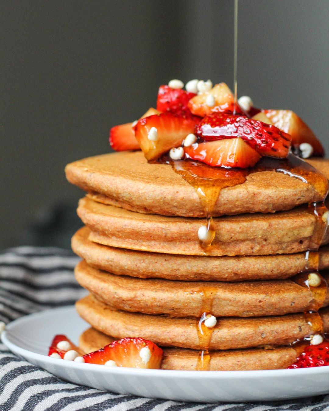 Fluffy Cornmeal Pancakes with Balsamic Strawberries