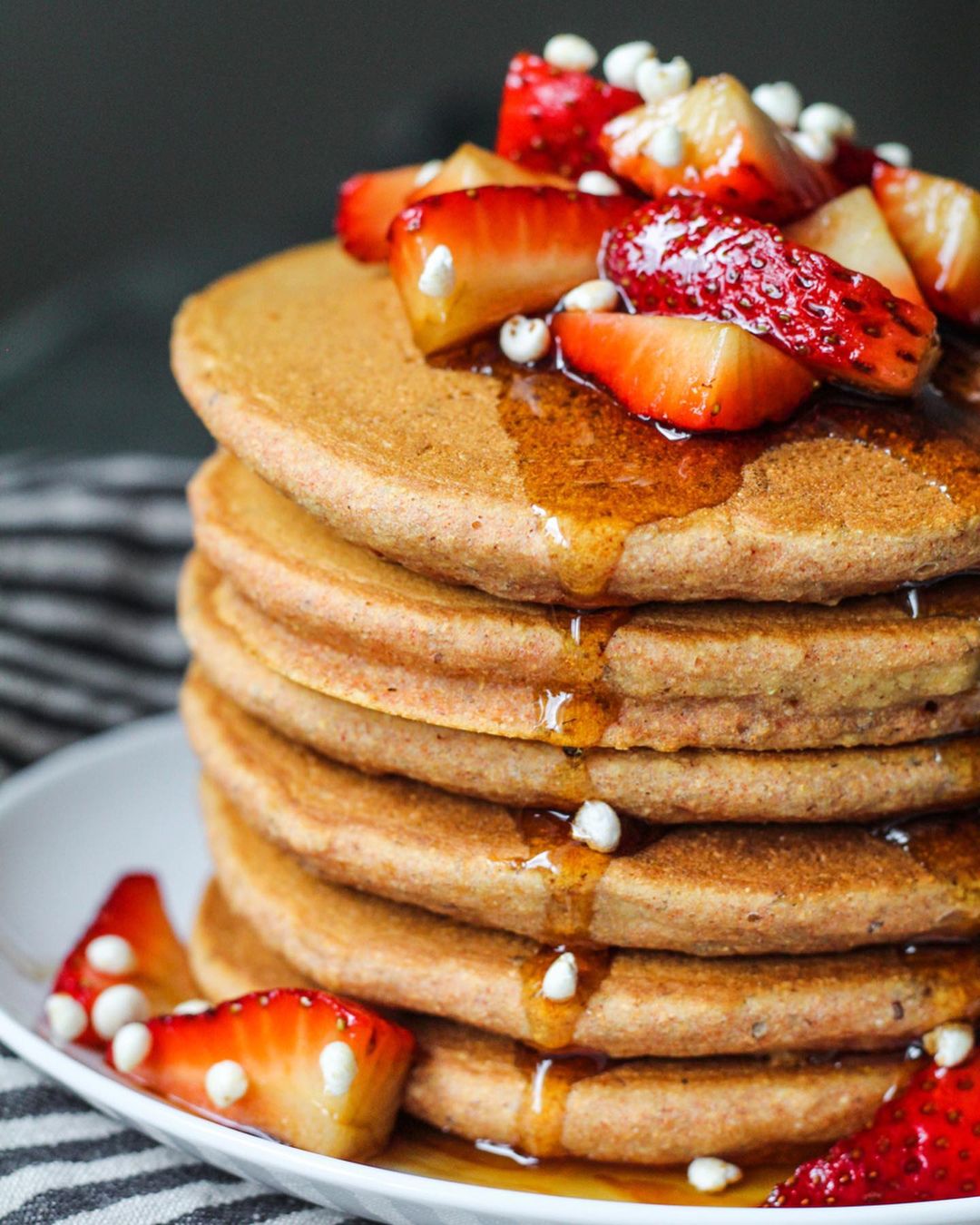 Fluffy Cornmeal Pancakes with Balsamic Strawberries