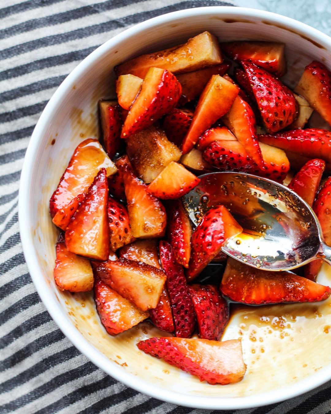 Fluffy Cornmeal Pancakes with Balsamic Strawberries