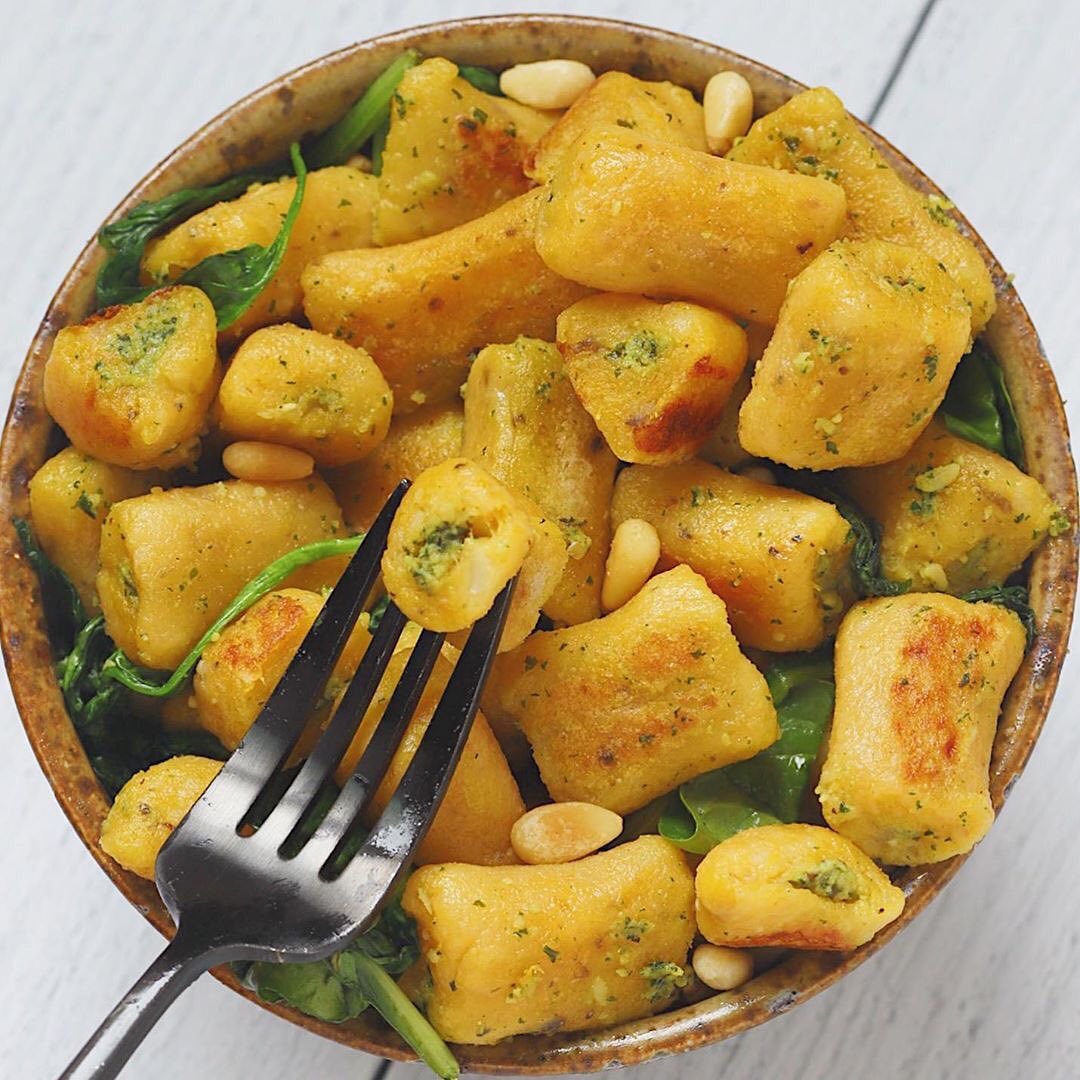 Pesto Stuffed Pumpkin Gnocchi