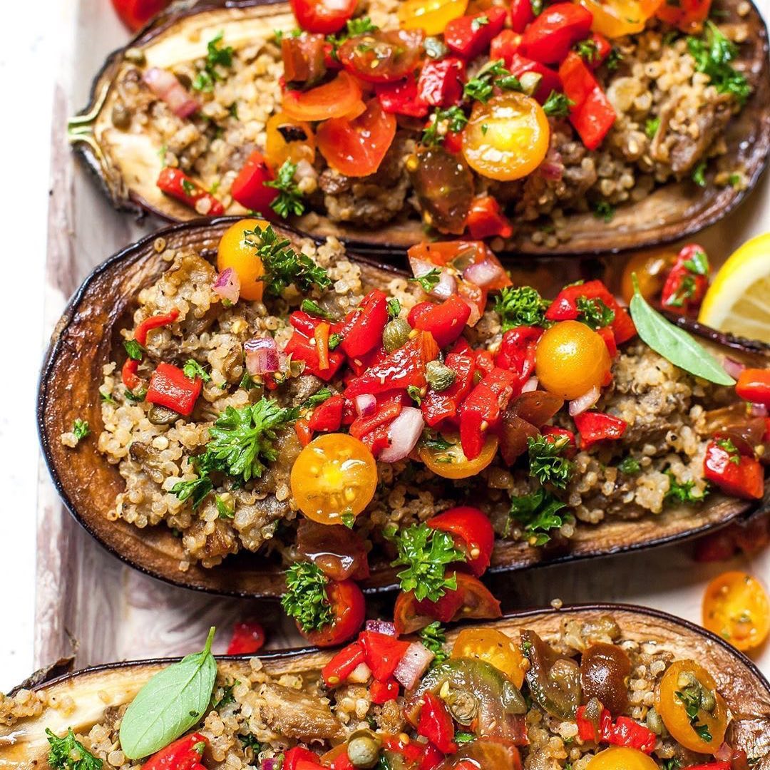 Eggplant Boats with Mediterranean Salsa