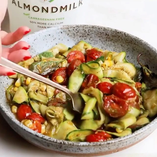Pesto zucchini pappardelle noodles