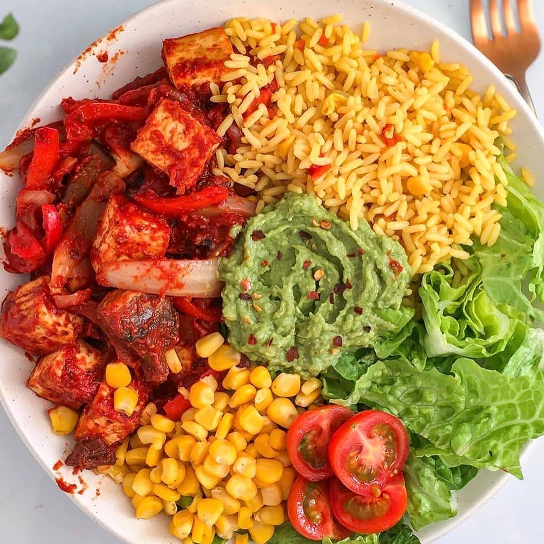 Baked Tofu Fajita Bowl