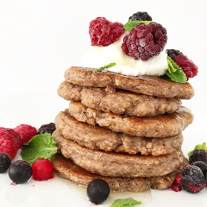 Flax Banana Oat Pancakes