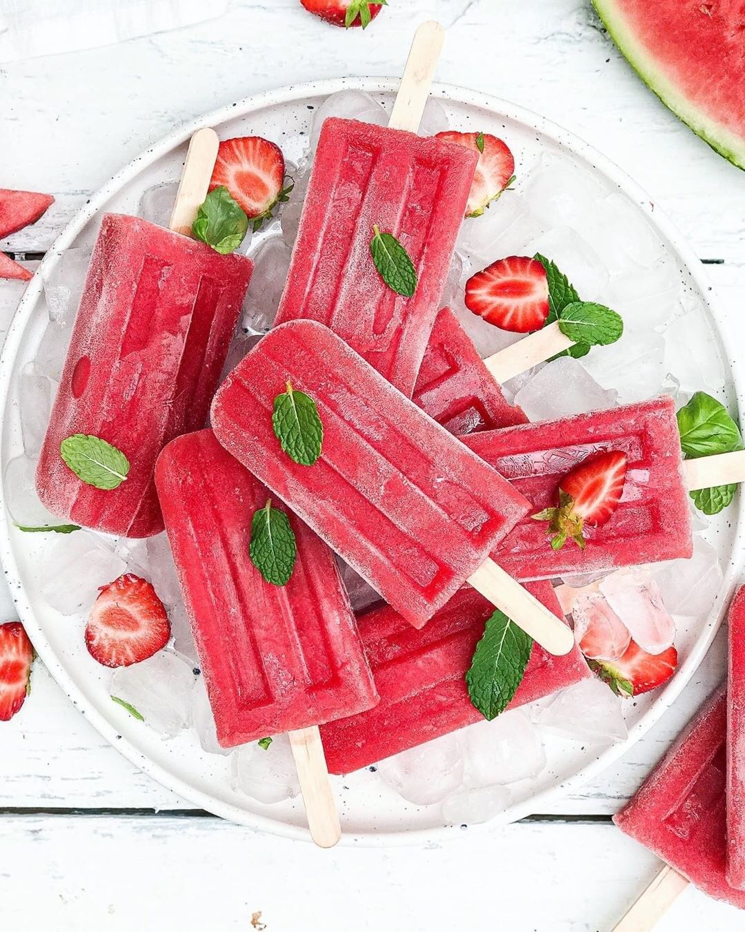 Homemade Watermelon Strawberry Popsicles with Lime