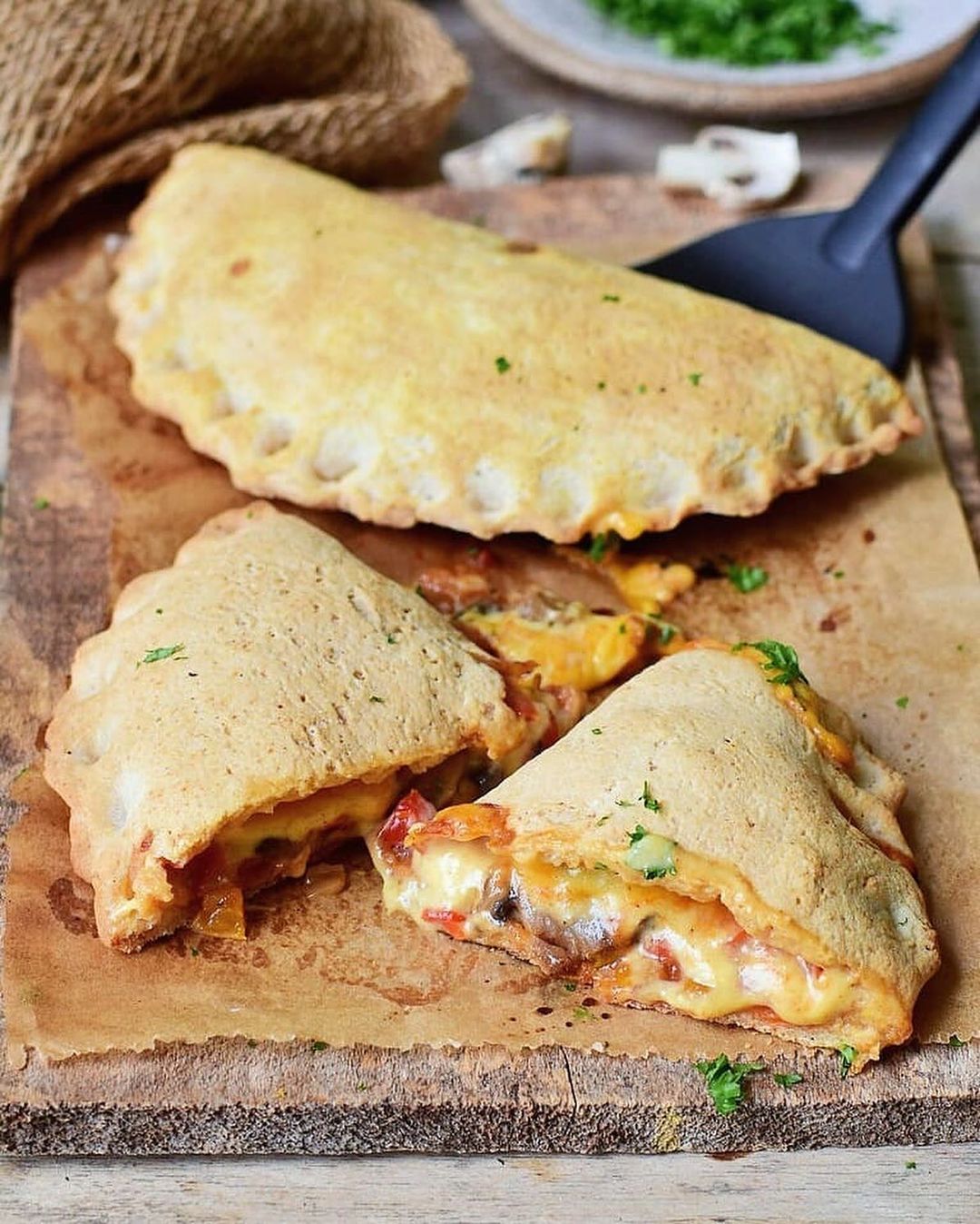 Mushroom Stuffed Vegan Calzone (Pizza Pockets)