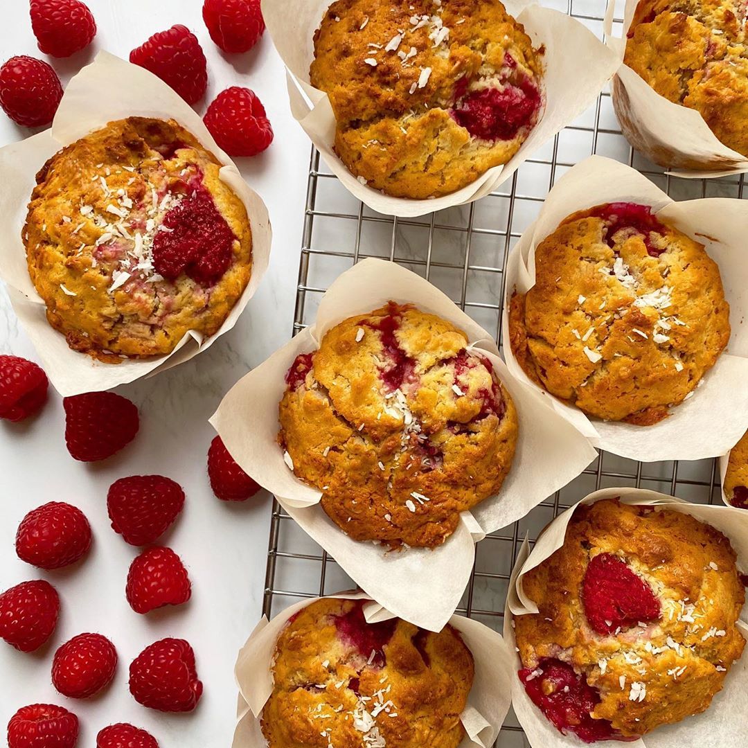 Homemade Coconut and Raspberry Muffins