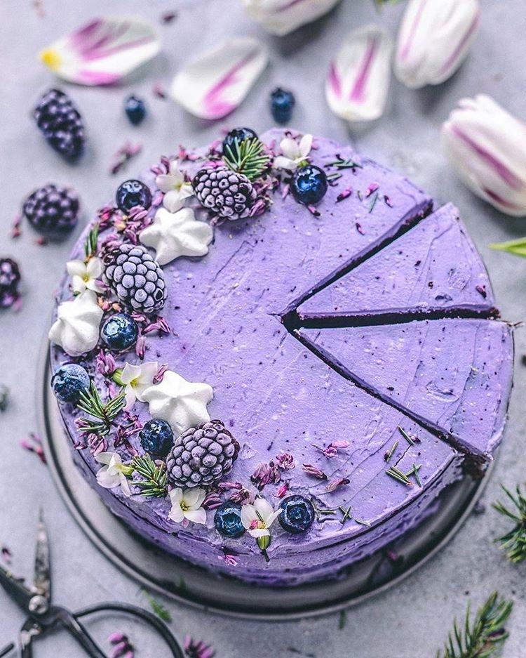 Chocolate Cake with Blueberry Infused Coconut Frosting