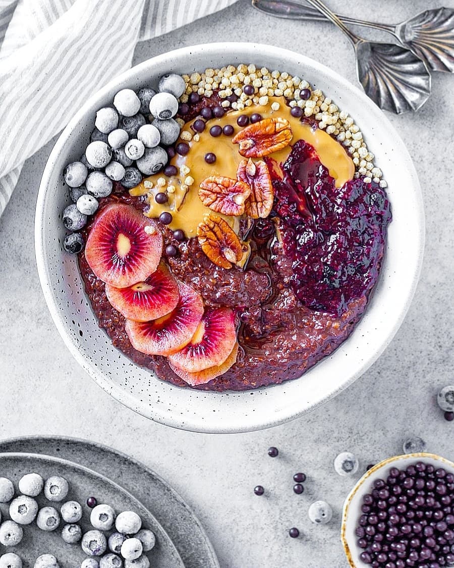 Delicious Chocolate Orange Oatmeal Breakfast with Toppings
