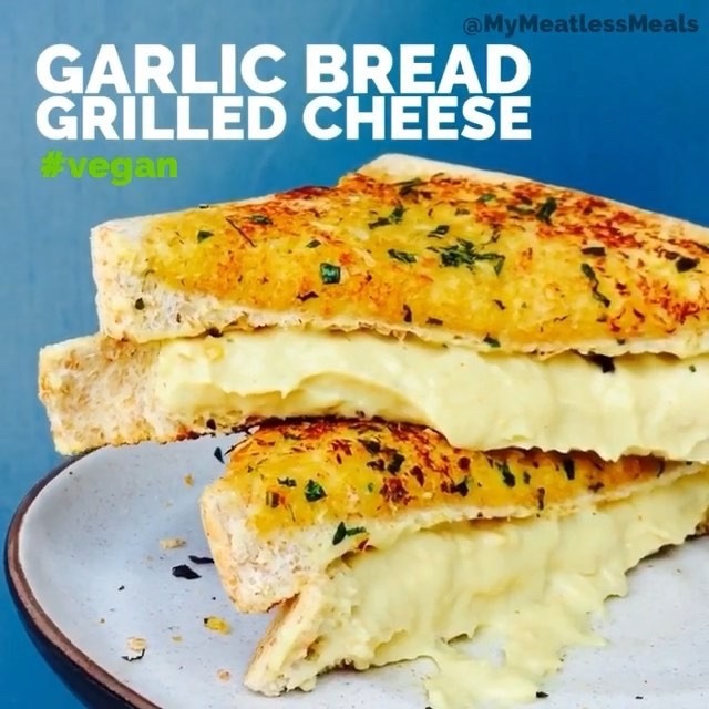 Vegan Garlic Bread Grilled Cheese Sandwiches