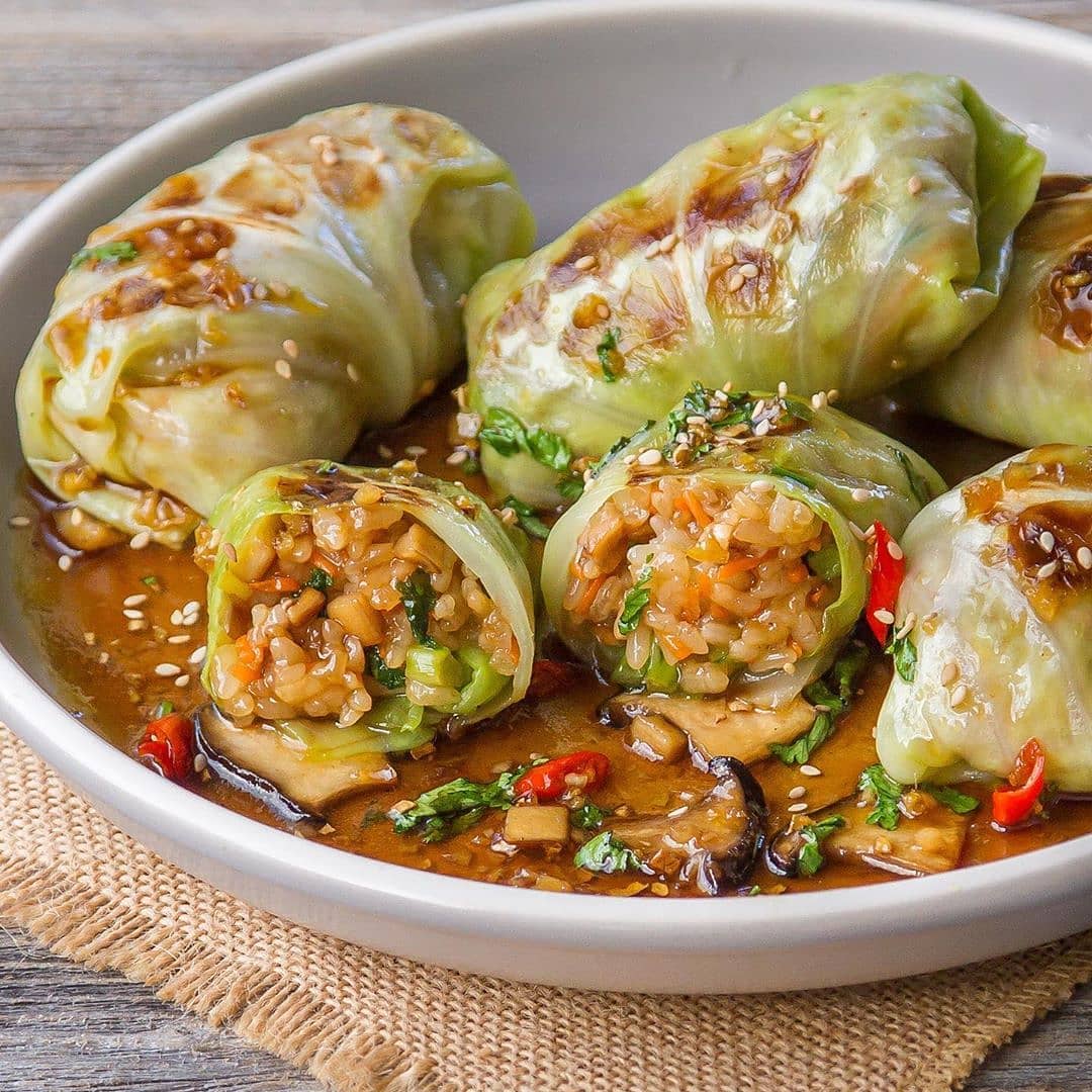 Grilled Cabbage Wraps with Glutinous Rice