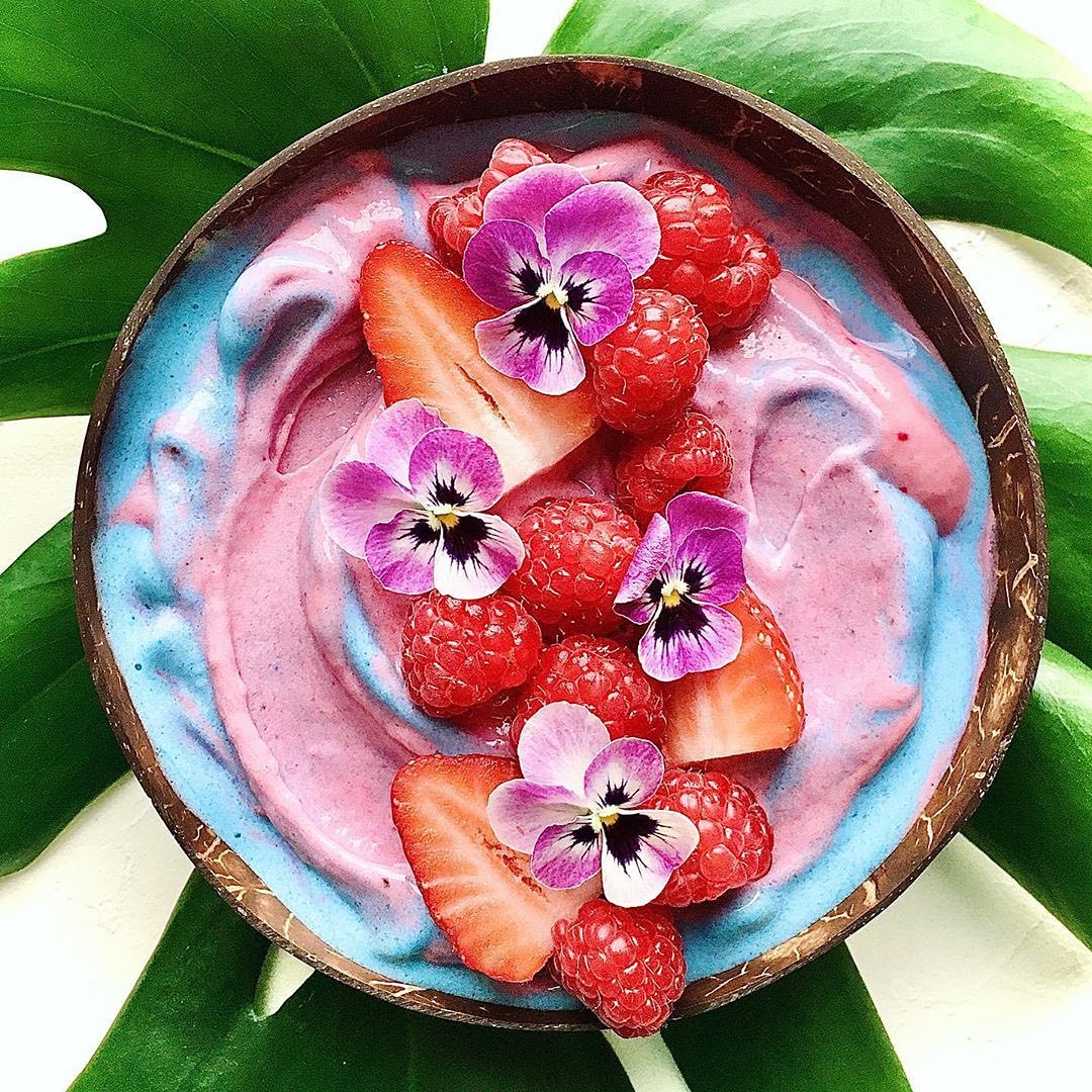 Colorful Swirled Fruit Smoothie Bowl