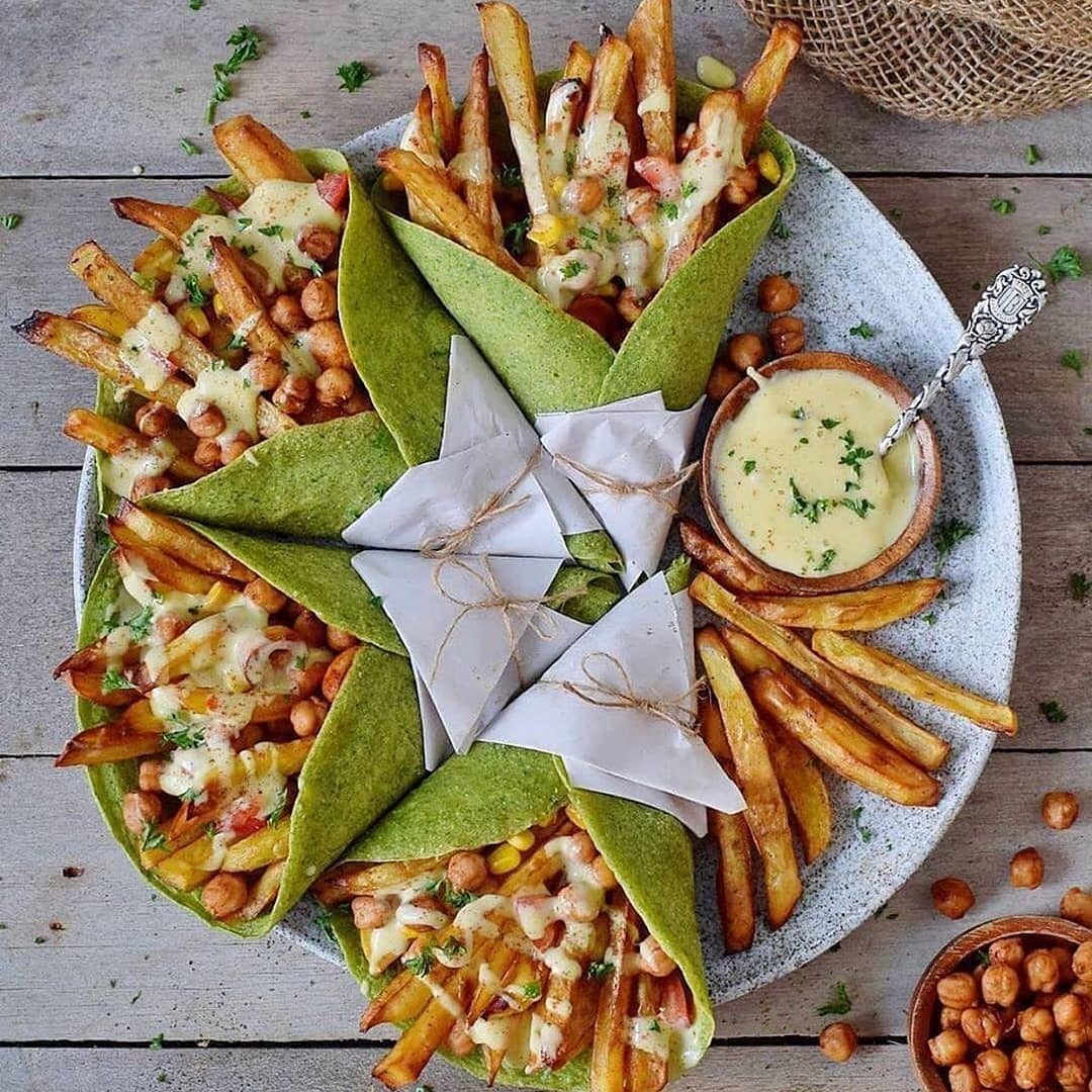 Yummy Spinach Wraps with Crispy Oven Baked Potato Fries