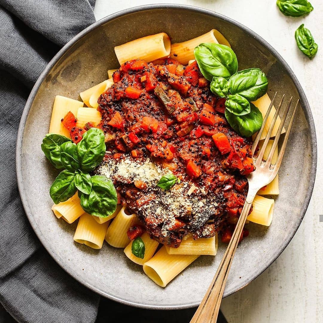 Easy Vegan Bolognese with Black Quinoa