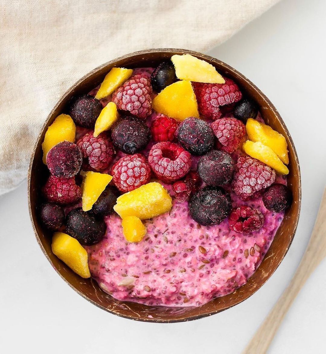 Pink Bircher Muesli Overnight Oats Bowl