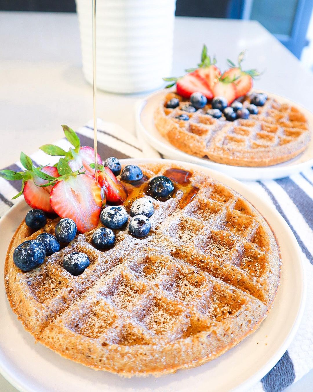 Healthy Spelt Flour Waffles with Fruit Topping
