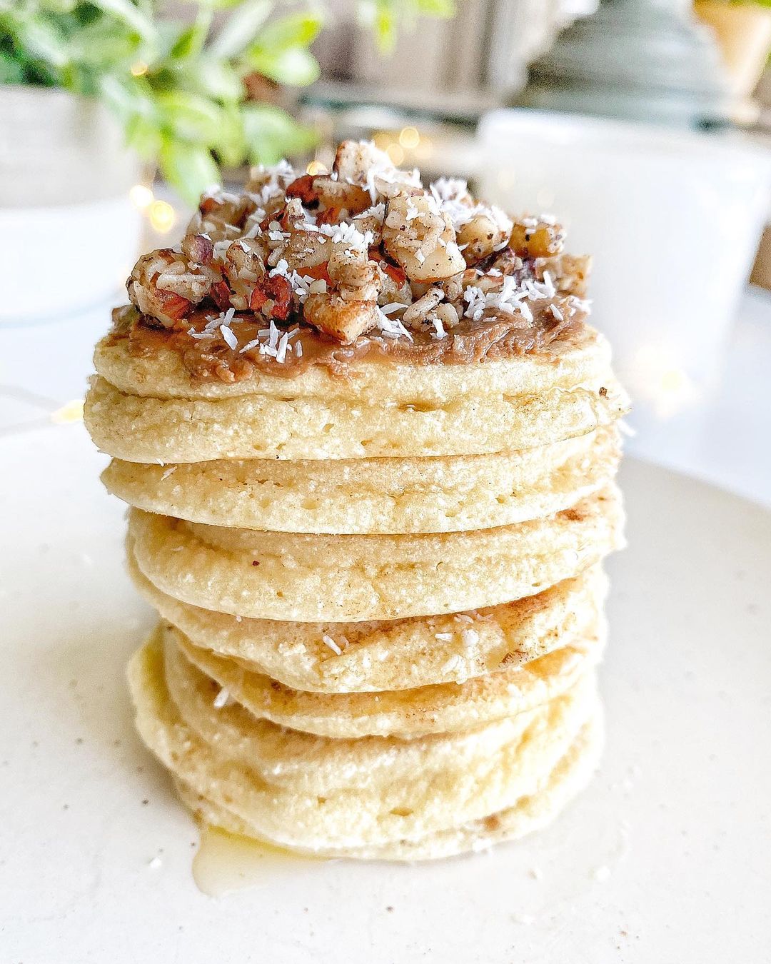 Fluffy Paleo Pancakes with Almond Butter Topping
