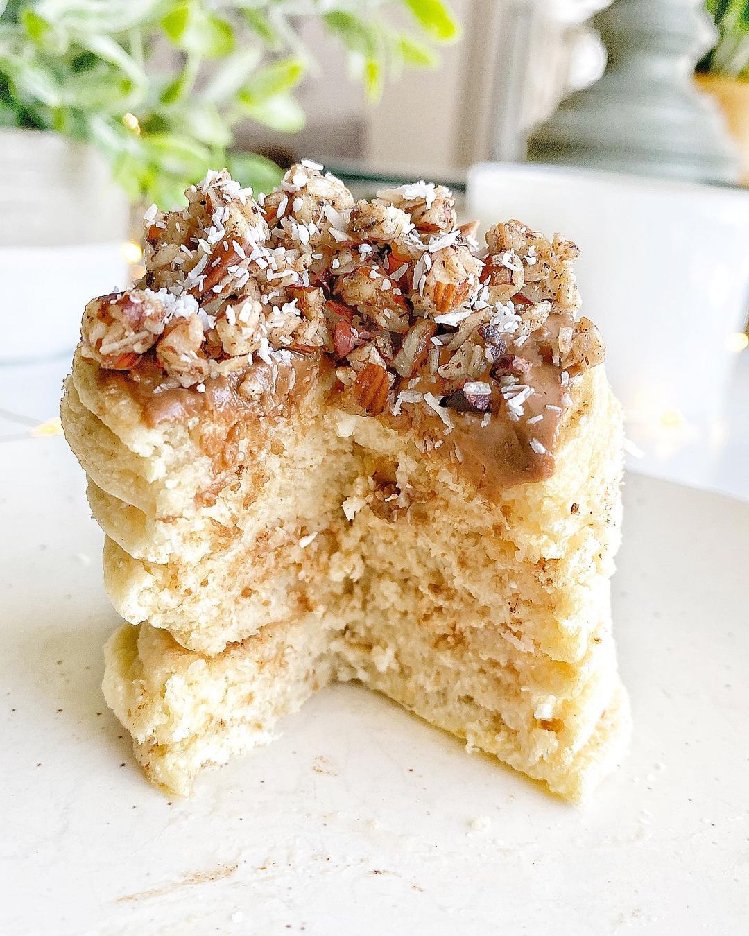Fluffy Paleo Pancakes with Almond Butter Topping