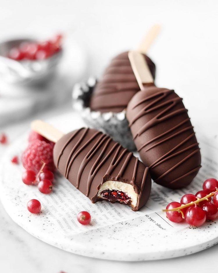 Vegan Raspberry Magnum-Style Ice Cream
