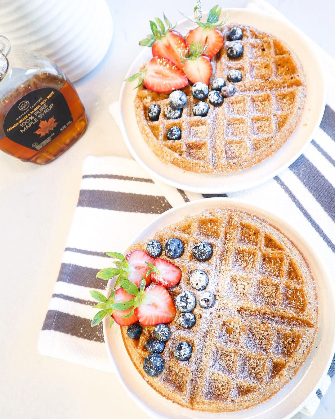 Healthy Spelt Flour Waffles with Fruit Topping
