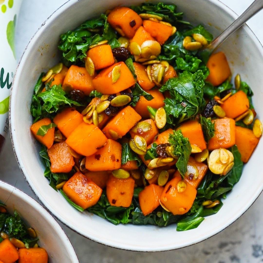 Umami Spiced Butternut Squash with Sautéed Greens