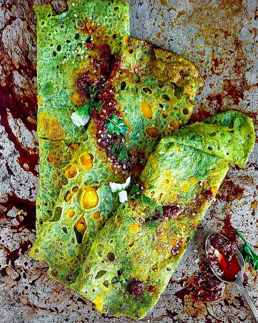 Spinach Rice Crepes with Enhanced Nutrition