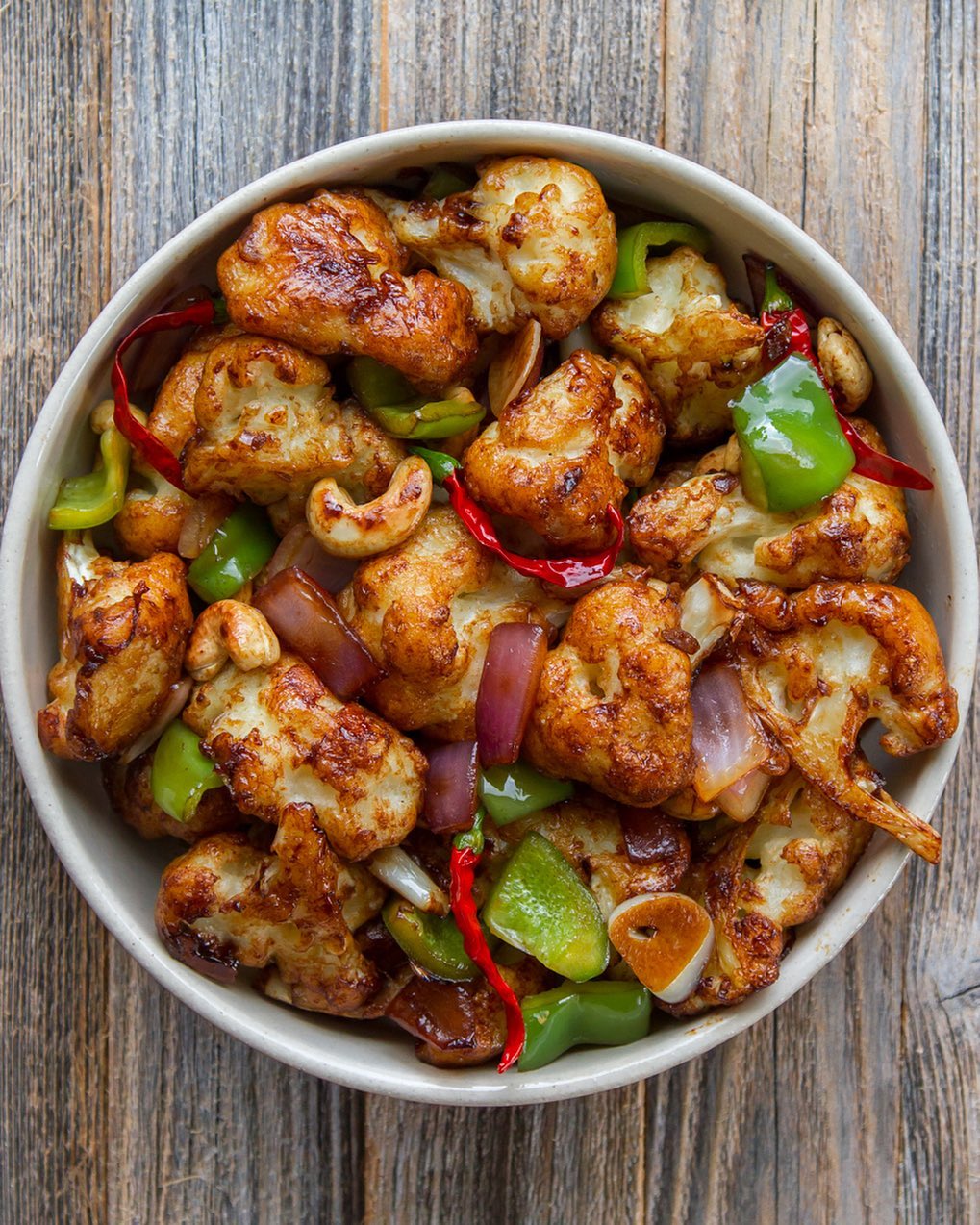 Simplified Kung Pao Cauliflower with Cashews