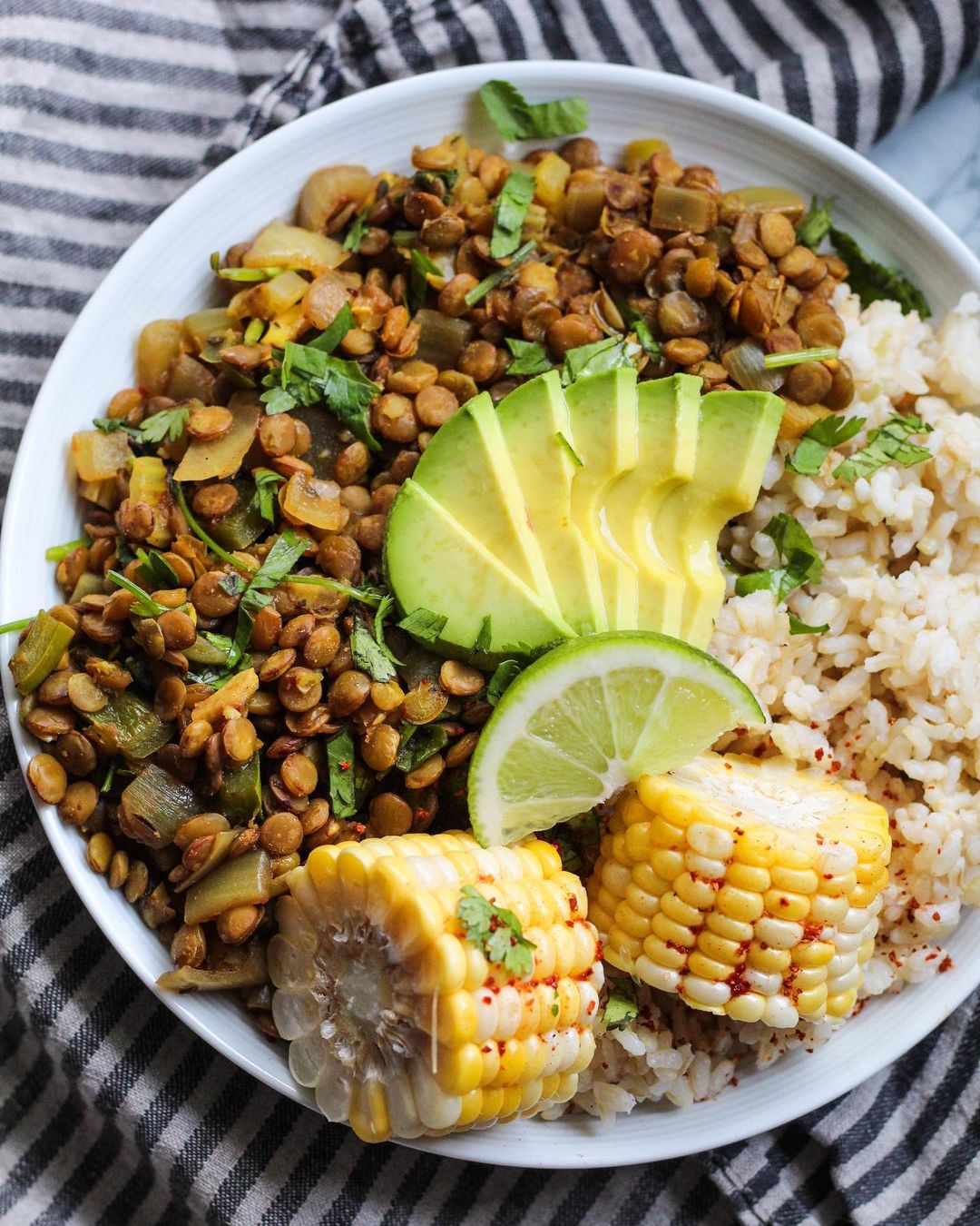 Adobo Seasoned Lentils with Vegetables and Herbs