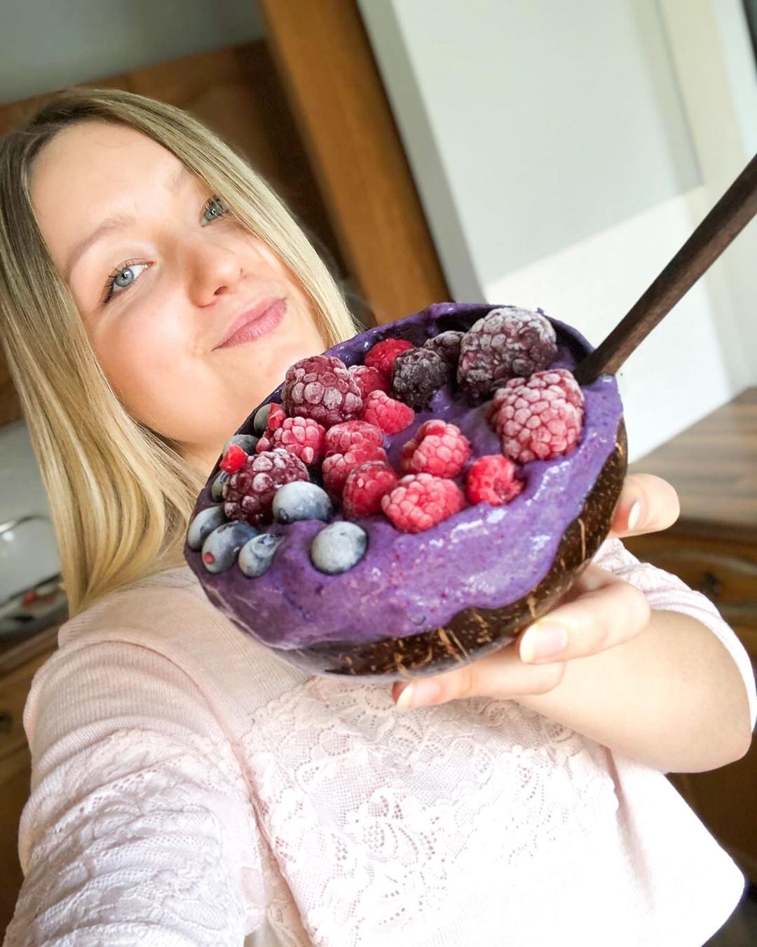 Vibrant Purple Nice-Cream with Frozen Fruits