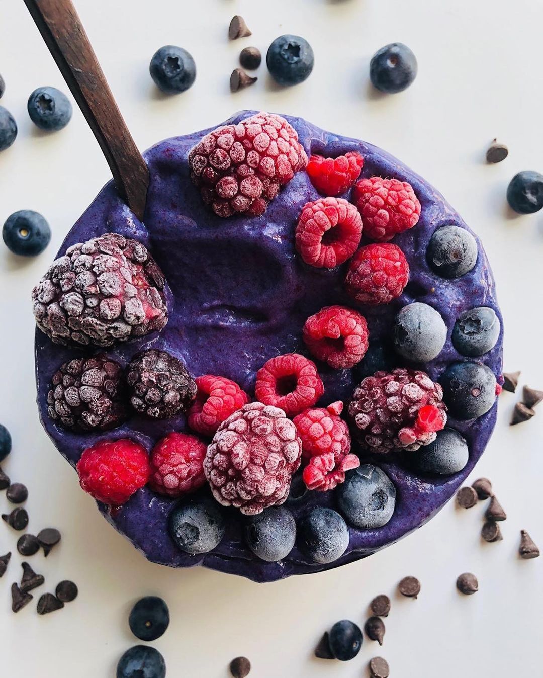 Vibrant Purple Nice-Cream with Frozen Fruits