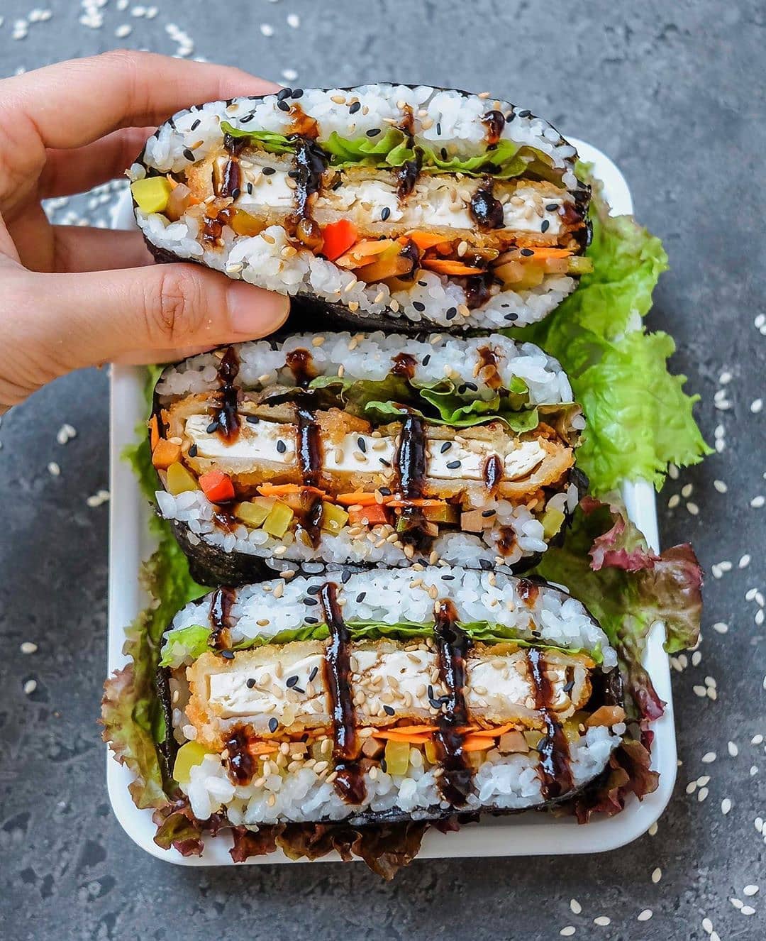 Vegan Tofu “Katsu” Sushi Sandwiches (Onigirazu)