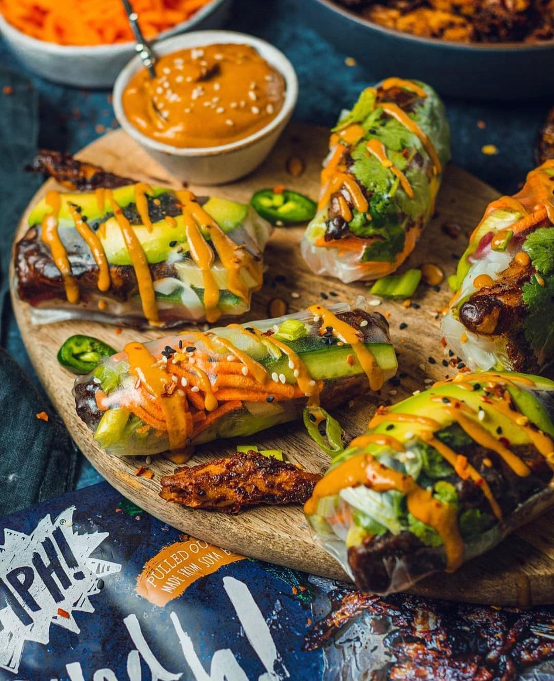Spicy Summer Rolls with Peanut Dip
