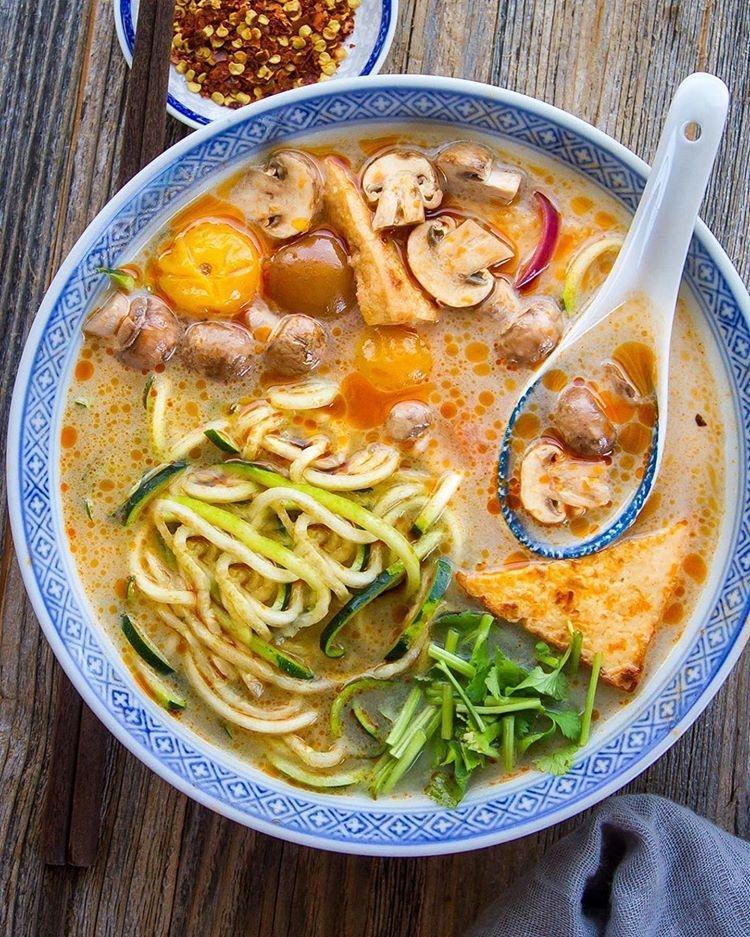 Tom Yum Soup with Zucchini Noodles