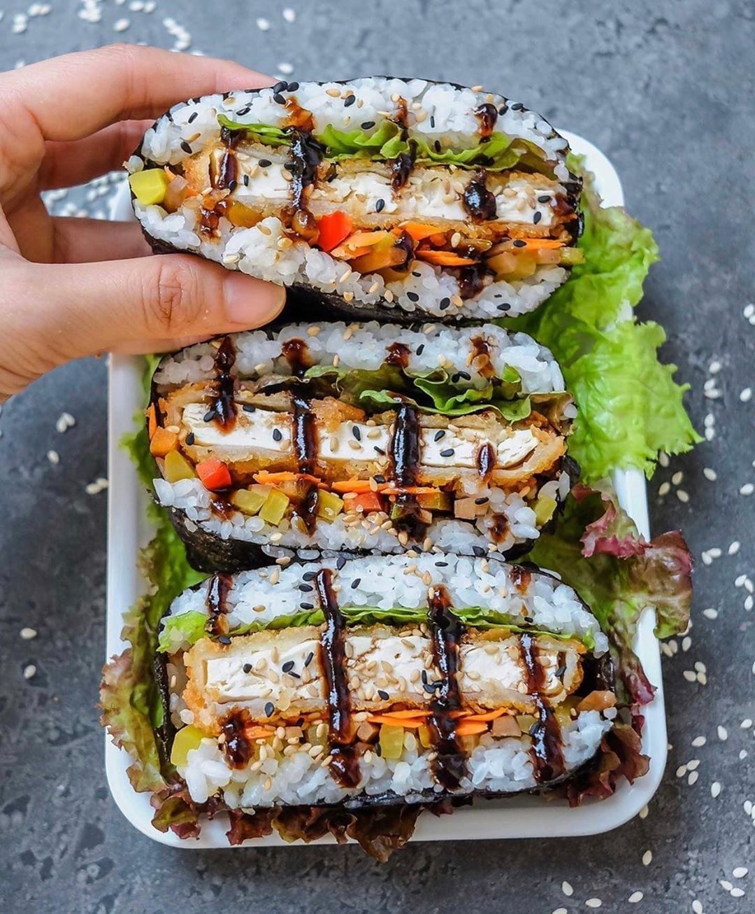 Vegan Tofu Katsu Sushi Sandwiches