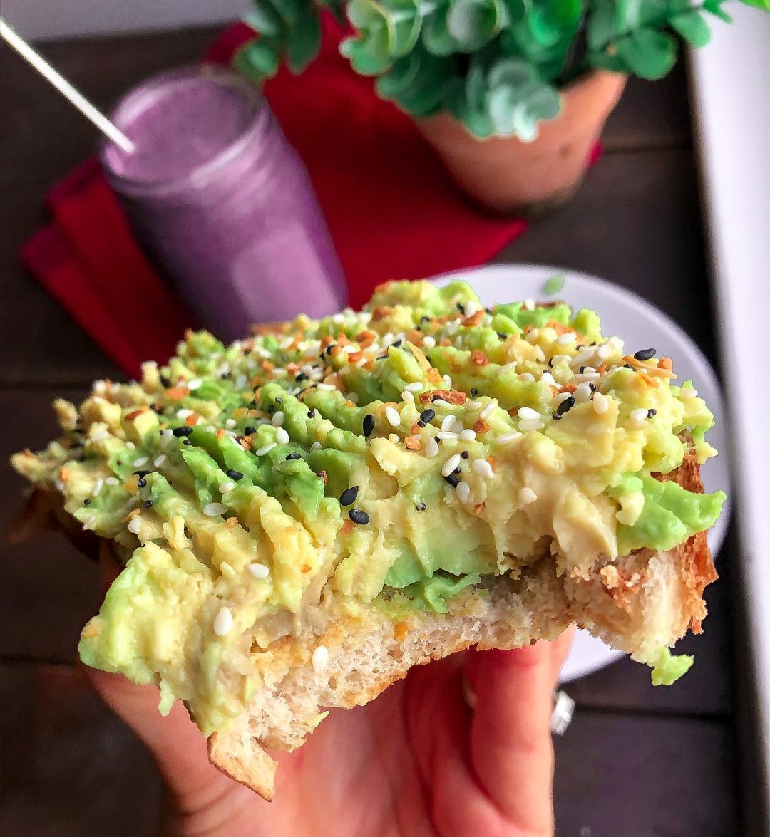 Avocado Toast and Blueberry Smoothie