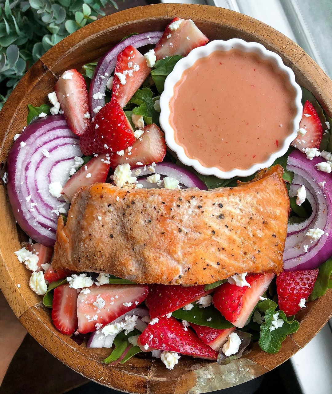 Salmon Salad with a Homemade Strawberry Balsamic Dressing