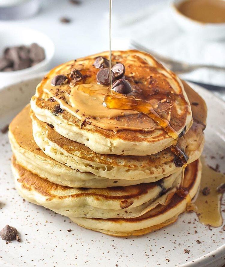 Fluffy Chocolate Chip Pancakes