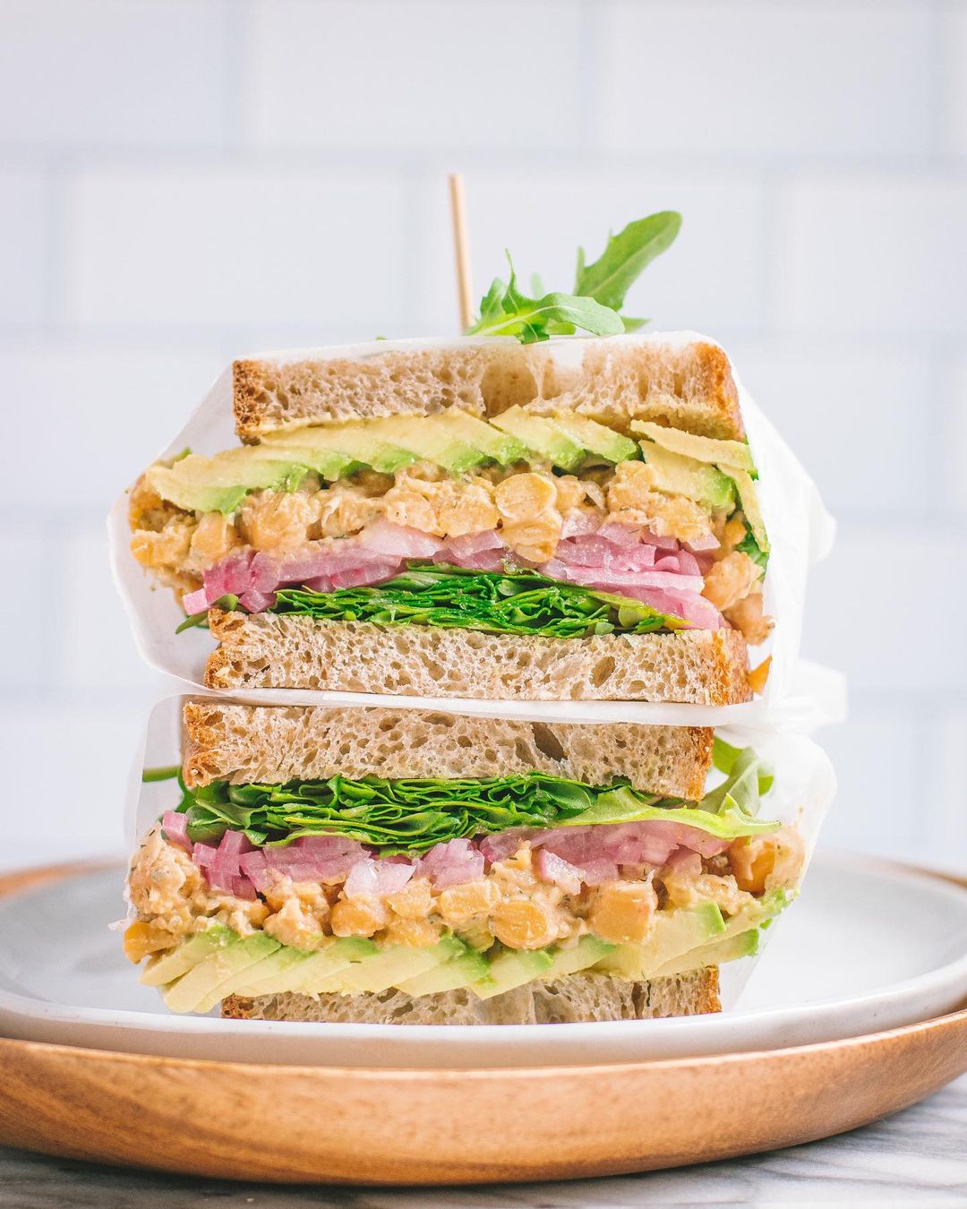 Chickpea Tuna Salad Sandwich Stack