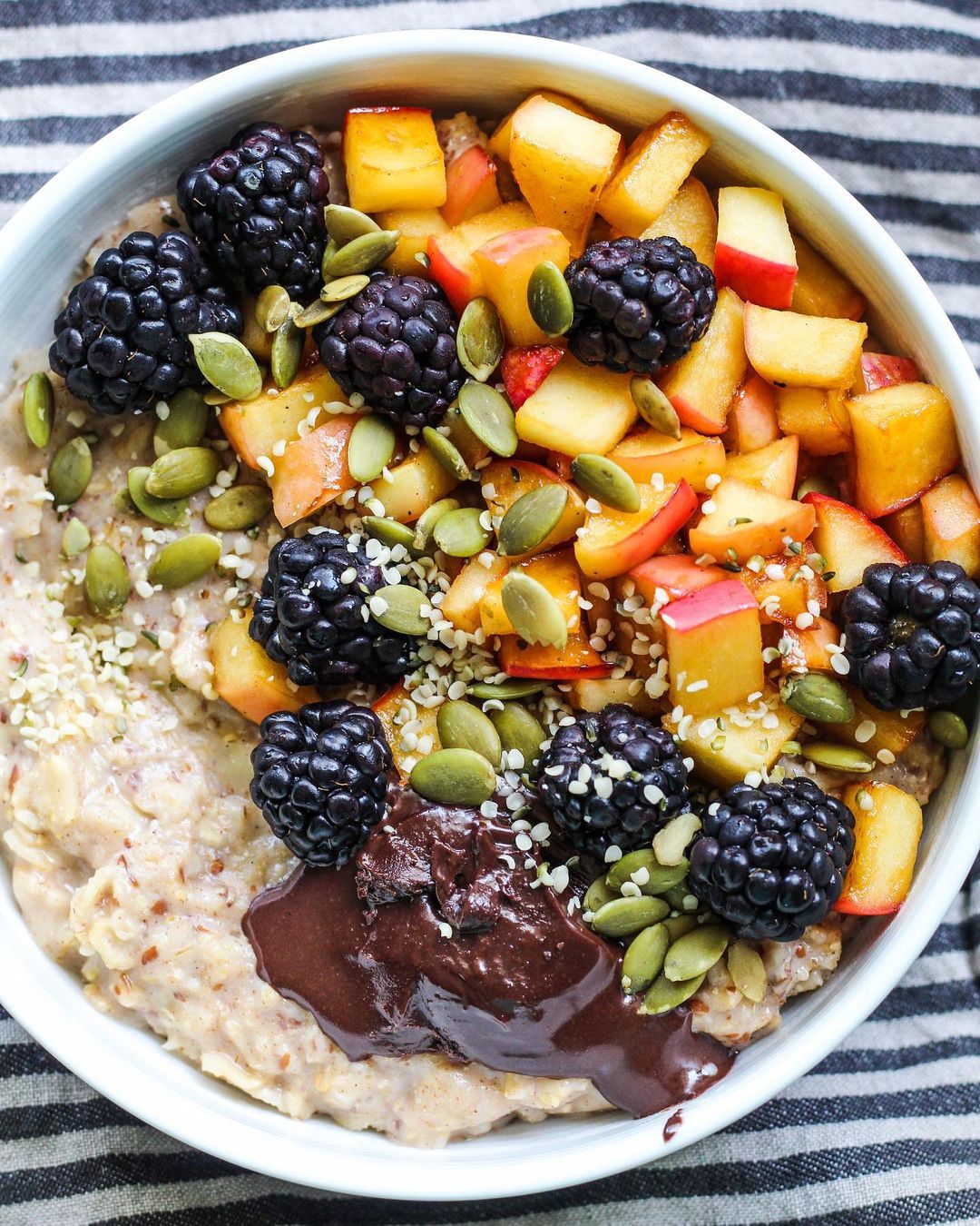 Banana Peanut Butter Oats with Sautéed Apples