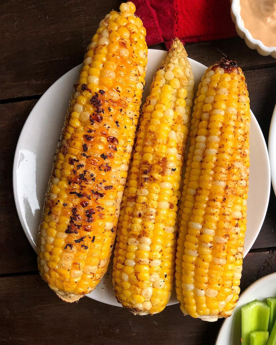 Buffalo Chicken Burgers with Spicy Corn