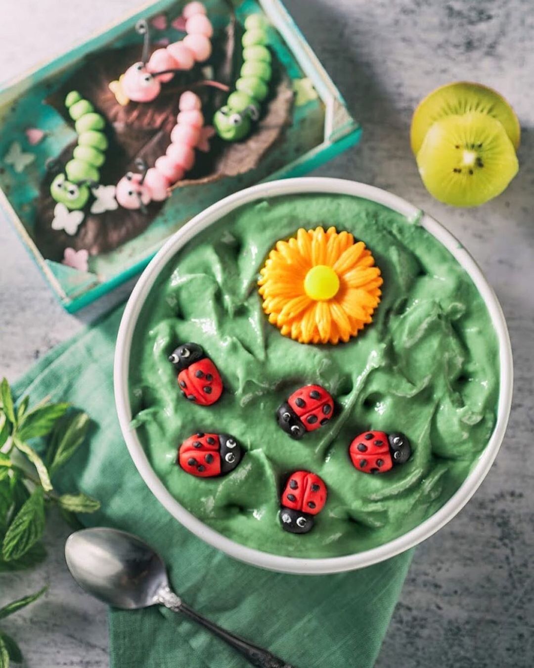 Green Ladybug Smoothie Bowl