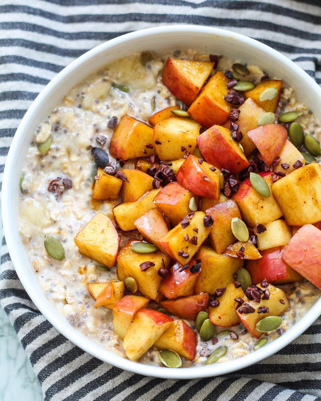 Healthy Overnight Oats with Sautéed Fruit