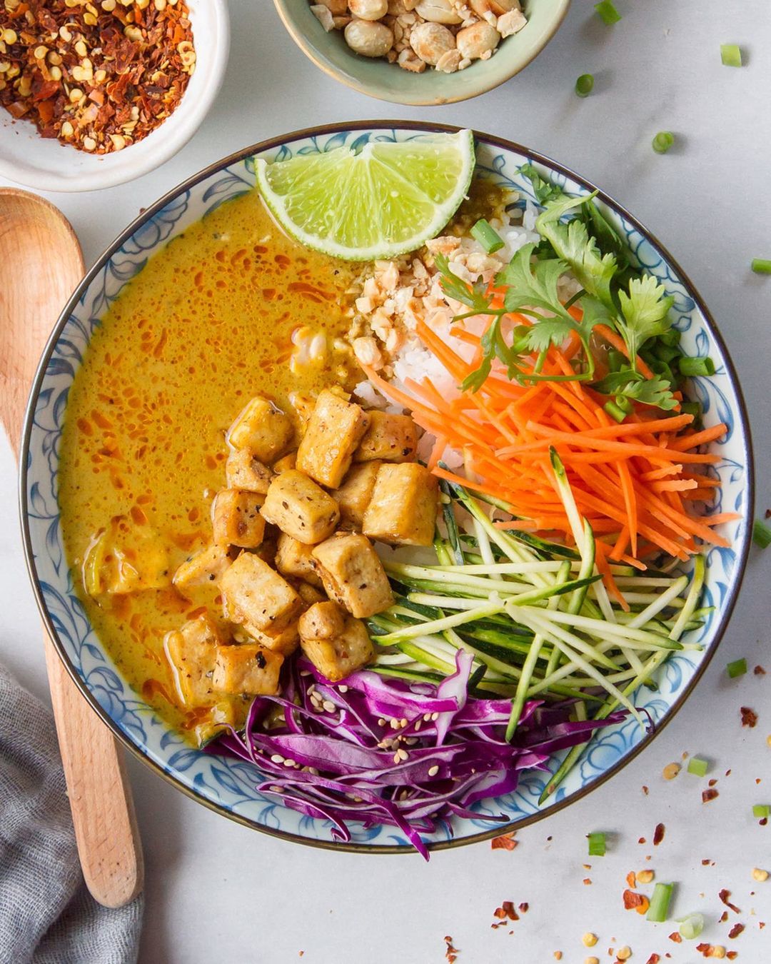 Simple Creamy Coconut Soup with Colorful Toppings