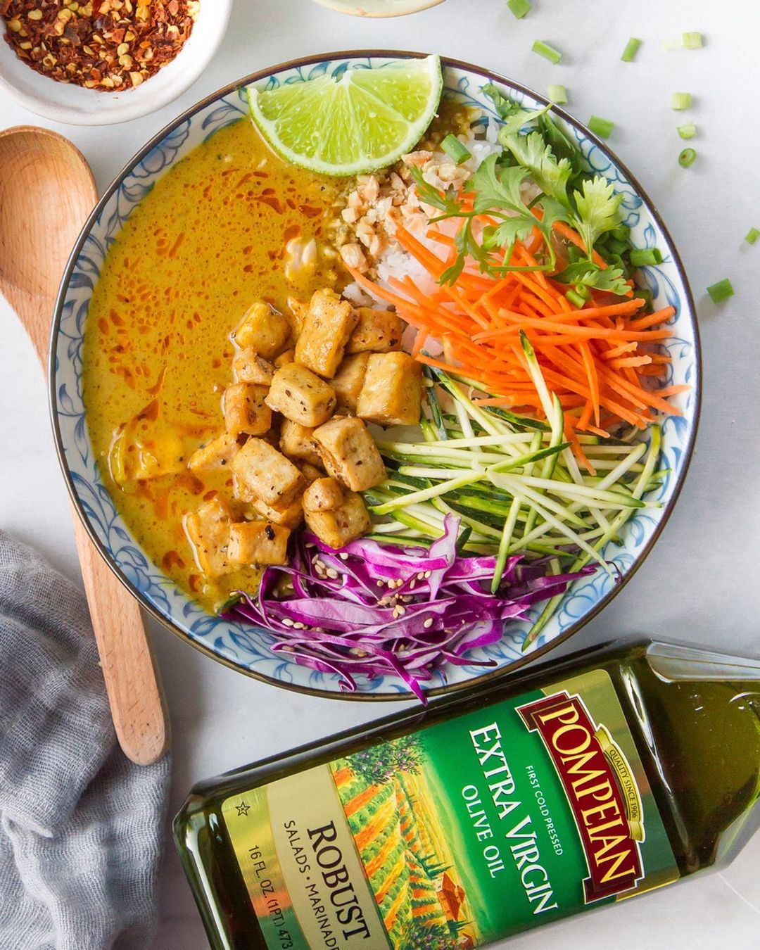 Simple Creamy Coconut Soup with Colorful Toppings