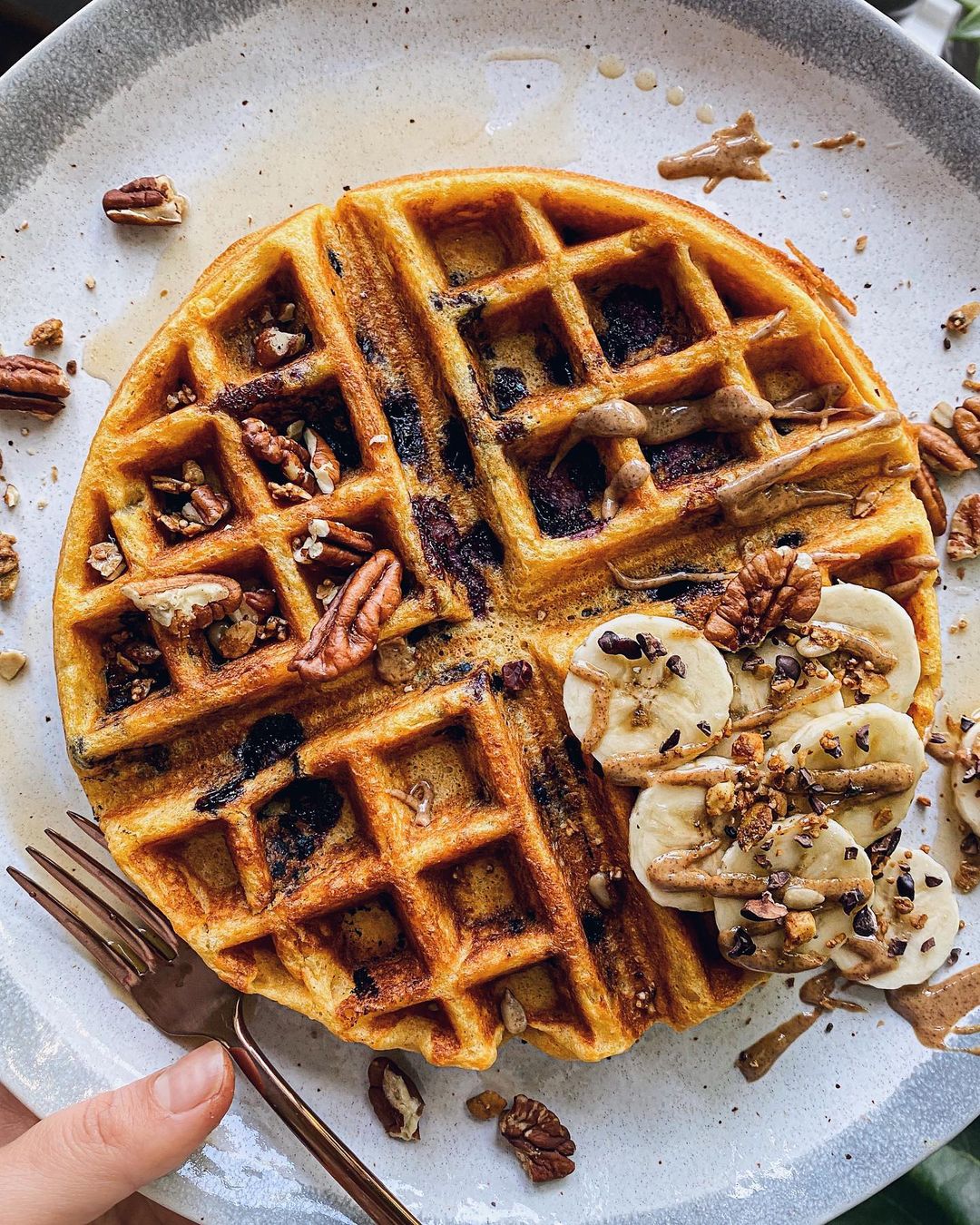 Paleo Blueberry Sweet Potato Waffle