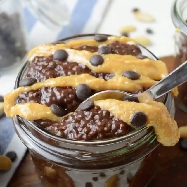 Healthy Snickers-Inspired Chia Pudding