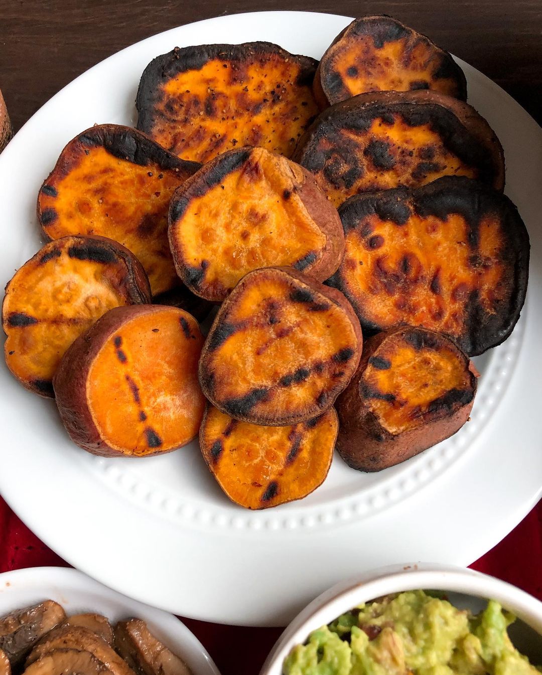 Grilled Salmon with Sweet Potatoes and Mushrooms