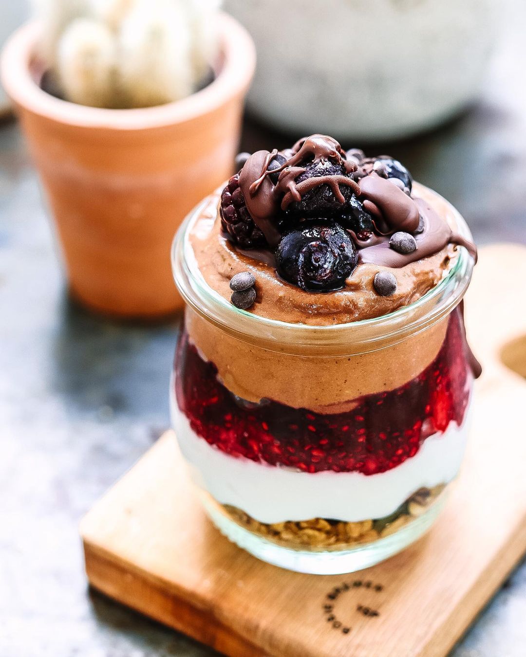 Granola Base Breakfast Pots with Berry Jam