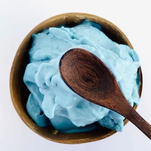 Blue Spirulina Nice Cream with Bananas and Pineapple