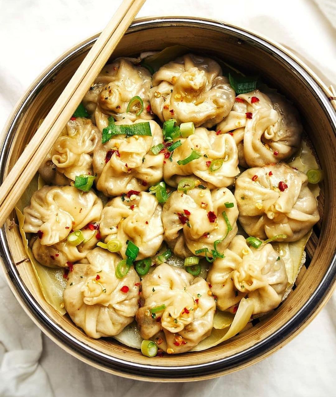 Vegan Dumplings with Sweet Sour Cabbage Filling and Chili Broth